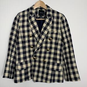 Smythe Women's Double Breasted Min Plaid Blazer Navy Check Size 6